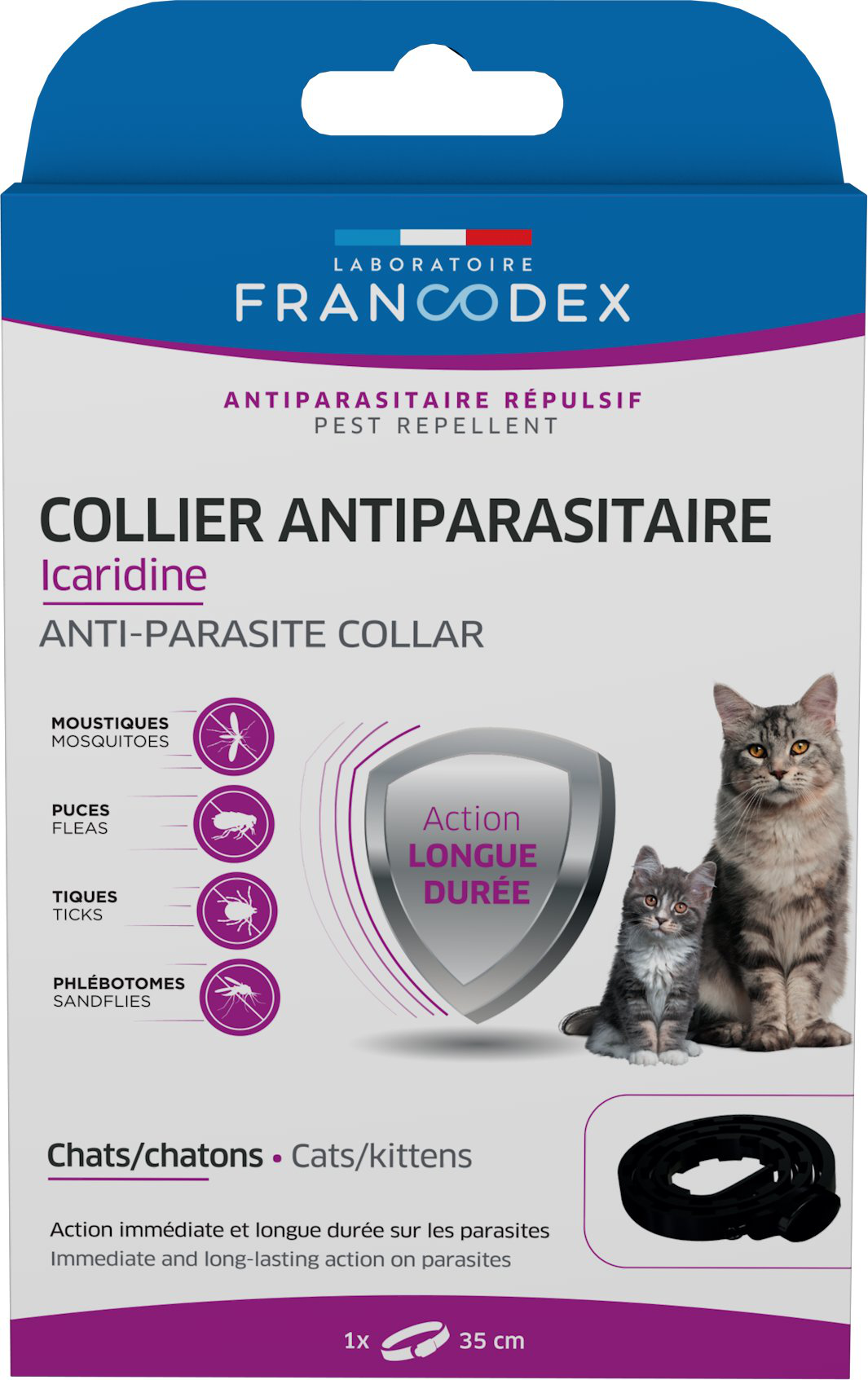 Francodex - Collier Antiparasitaire Icardine pour Chats et Chatons - Noir Image num&eacute;ro 1
