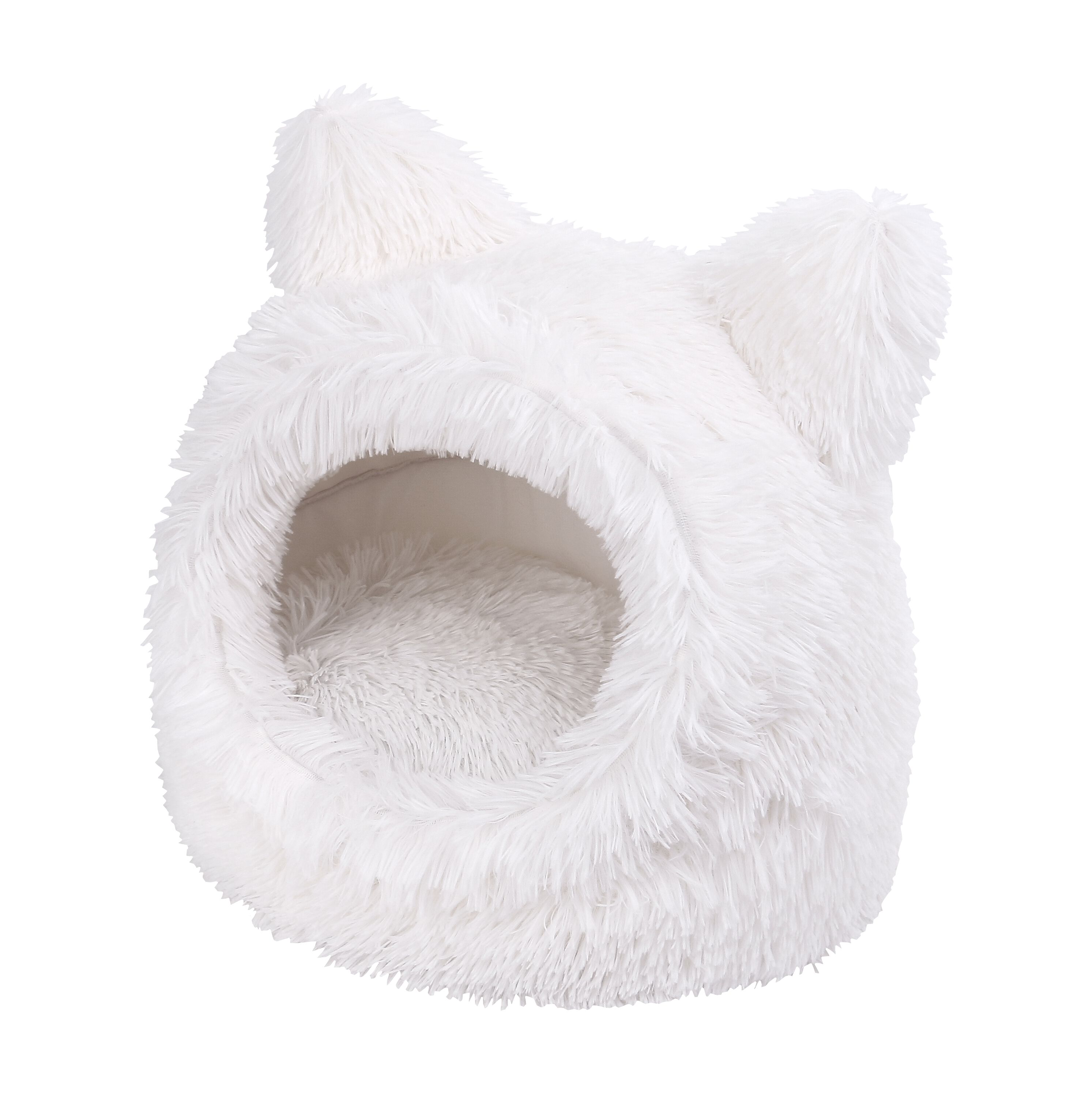 Wouapy - Igloo No&euml;l T&ecirc;te de Chat Moelleux - Blanc Image num&eacute;ro 1
