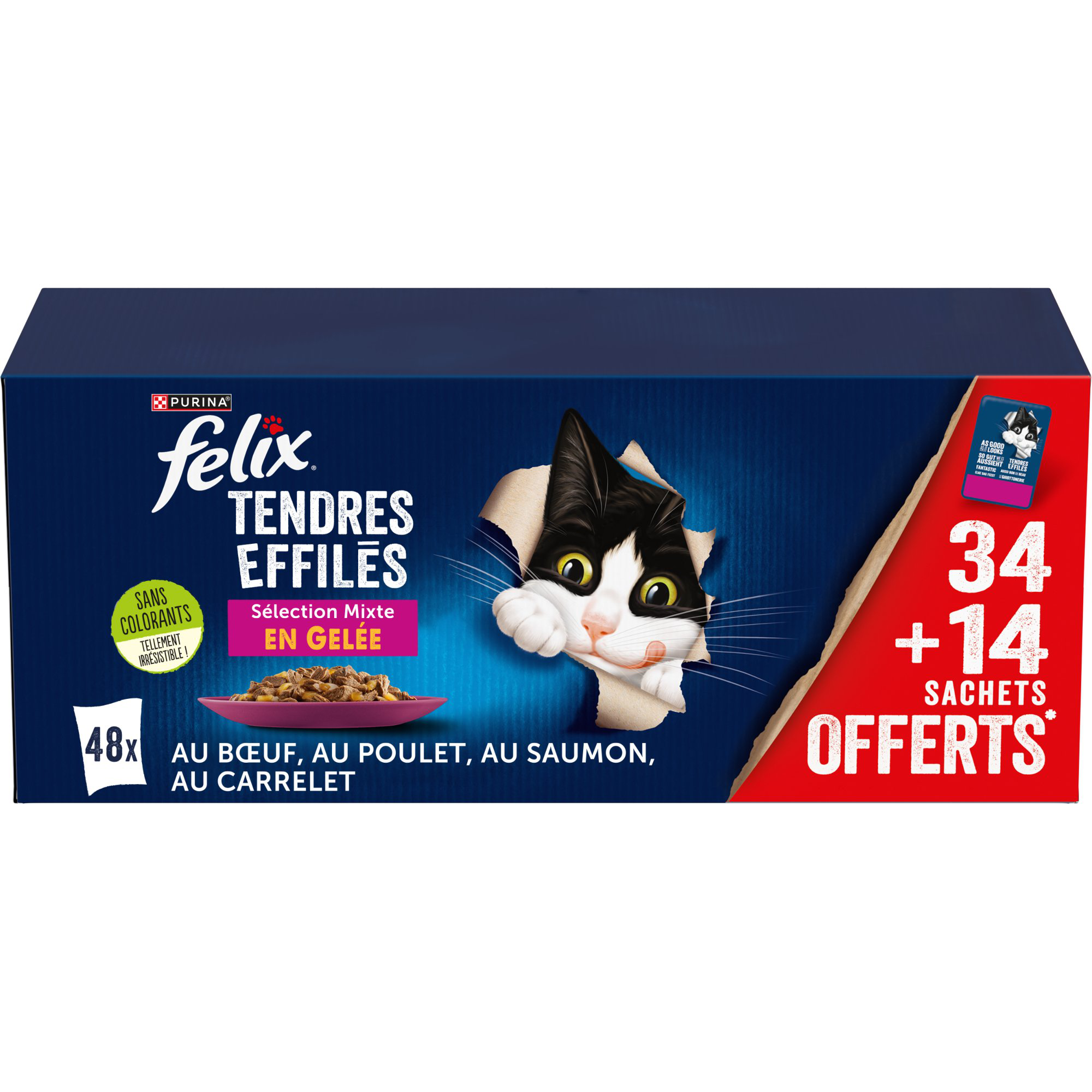 Felix - Sachets Fra&icirc;cheur Tendres Effil&eacute;s En Gel&eacute;e - S&eacute;lection Mixte Poulet - 48x85g Image num&eacute;ro 9