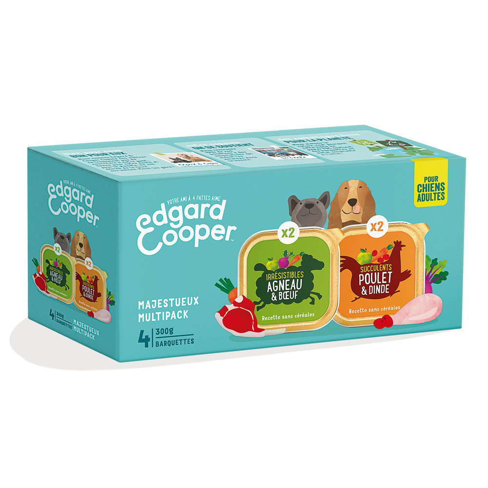 Edgard & Cooper - P&acirc;t&eacute;e Multipack 2 Saveurs pour Chiens - 4x300g Image num&eacute;ro 1