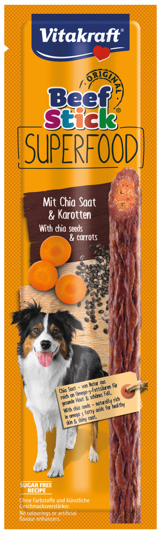 Vitakraft - B&acirc;tonnet Beef-Stick Superfood Carotte et Chia pour Chien - 25g Image num&eacute;ro 1