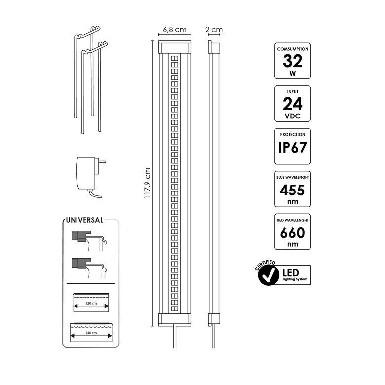 Ciano - Rampe Led CLE 120 Plants Noir pour Aquarium d'Eau Douce Image numéro 4 Ciano - Rampe Led CLE 120 Plants Noir pour Aquarium d'Eau Douce Image numéro 4