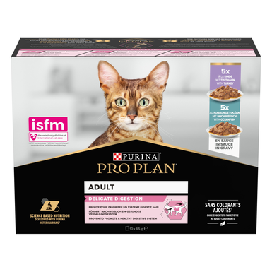 Pro Plan - Pochons Delicate Digestion Dinde Poisson en Sauce pour Chats - 10x85g