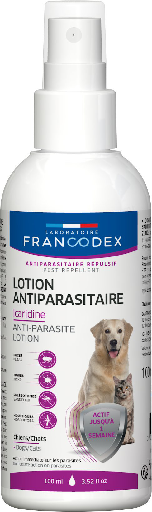 Francodex - Lotion Antiparasitaire Icaridine Chiens et Chats - 100ml Image num&eacute;ro 1