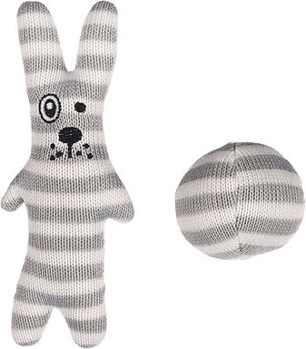 Flamingo - Jouet Faci Lapin + Balle Rayé pour Chats - Gris