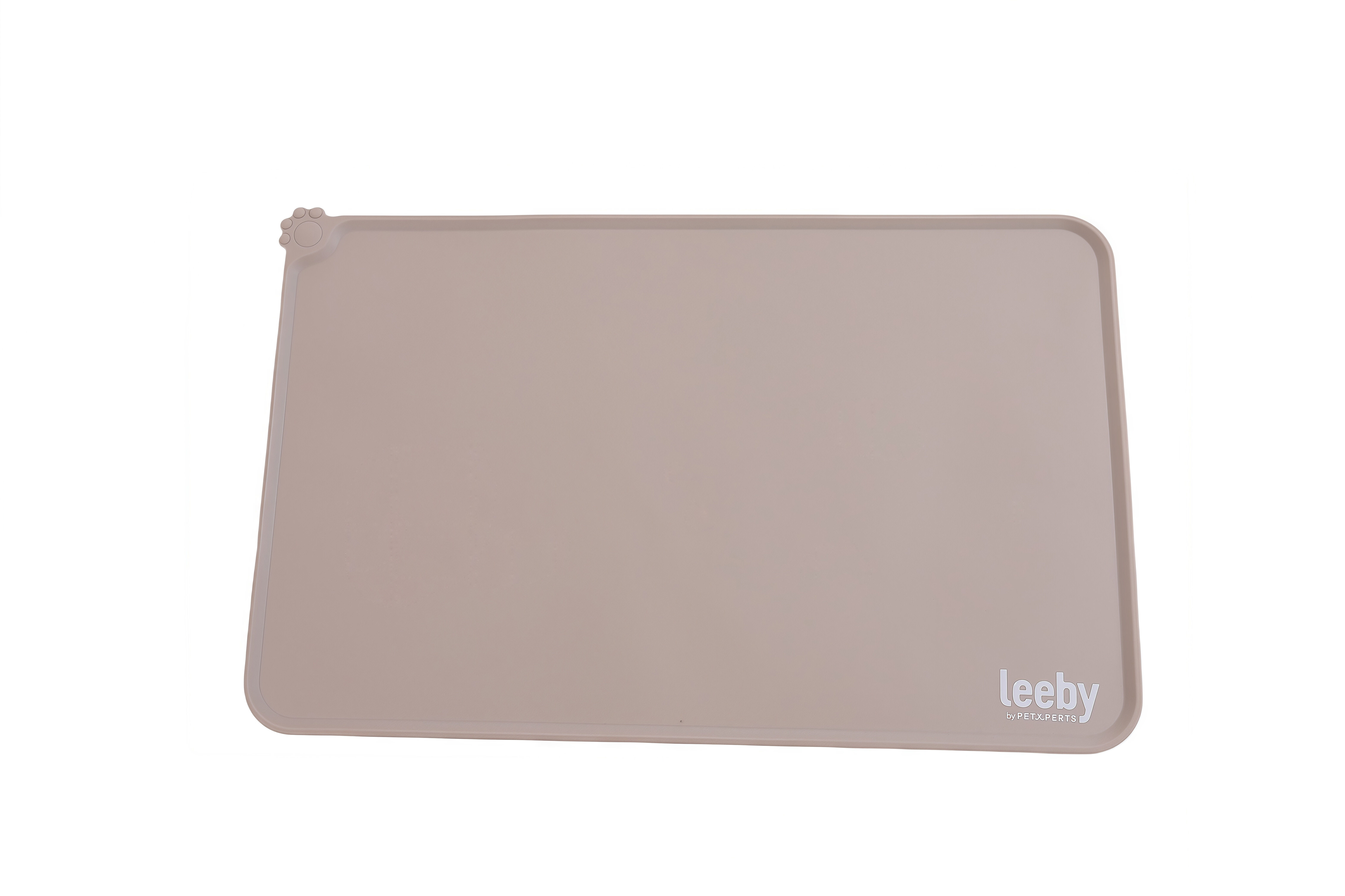 Leeby - Tapis pour gamelles en silicone Taupe pour Chiens - 47,5&times;30,5cm Image num&eacute;ro 2