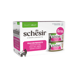 Schesir - Fillet au Poulet avec du Jambon en Gel&eacute;e pour Chats - 6x70g