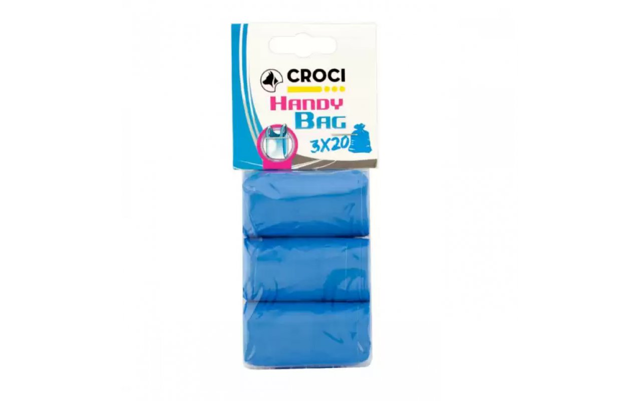 Croci - Sac D&eacute;jection Dog Bag Azur avec Poign&eacute;e - 3x20 Image num&eacute;ro 1