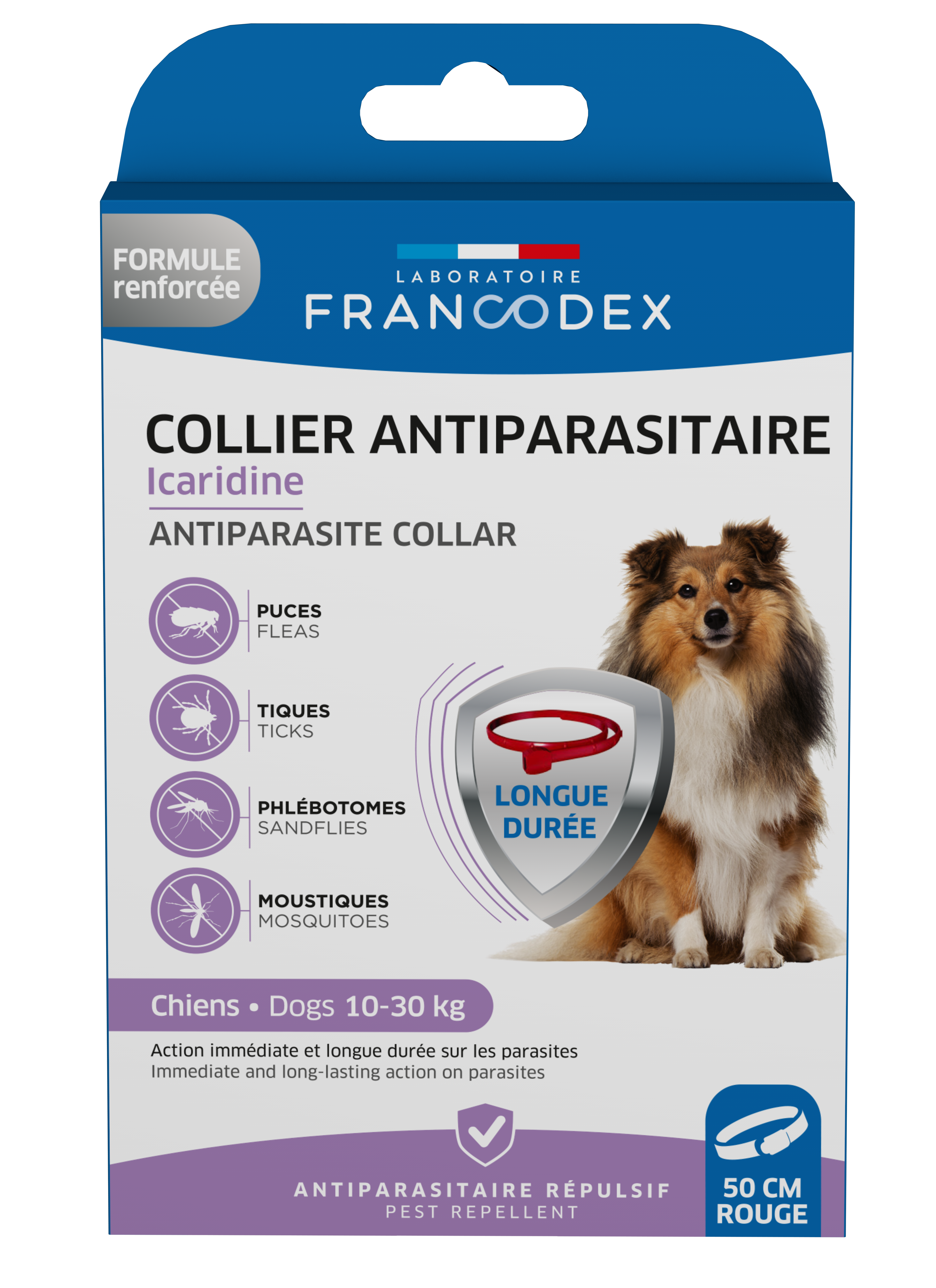 Francodex - Collier Antiparasitaire Icardine pour Petits et Moyens Chiens - Rouge Image num&eacute;ro 1