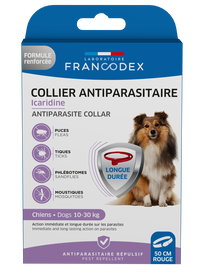 Francodex - Collier Antiparasitaire Icardine pour Petits et Moyens Chiens - Rouge