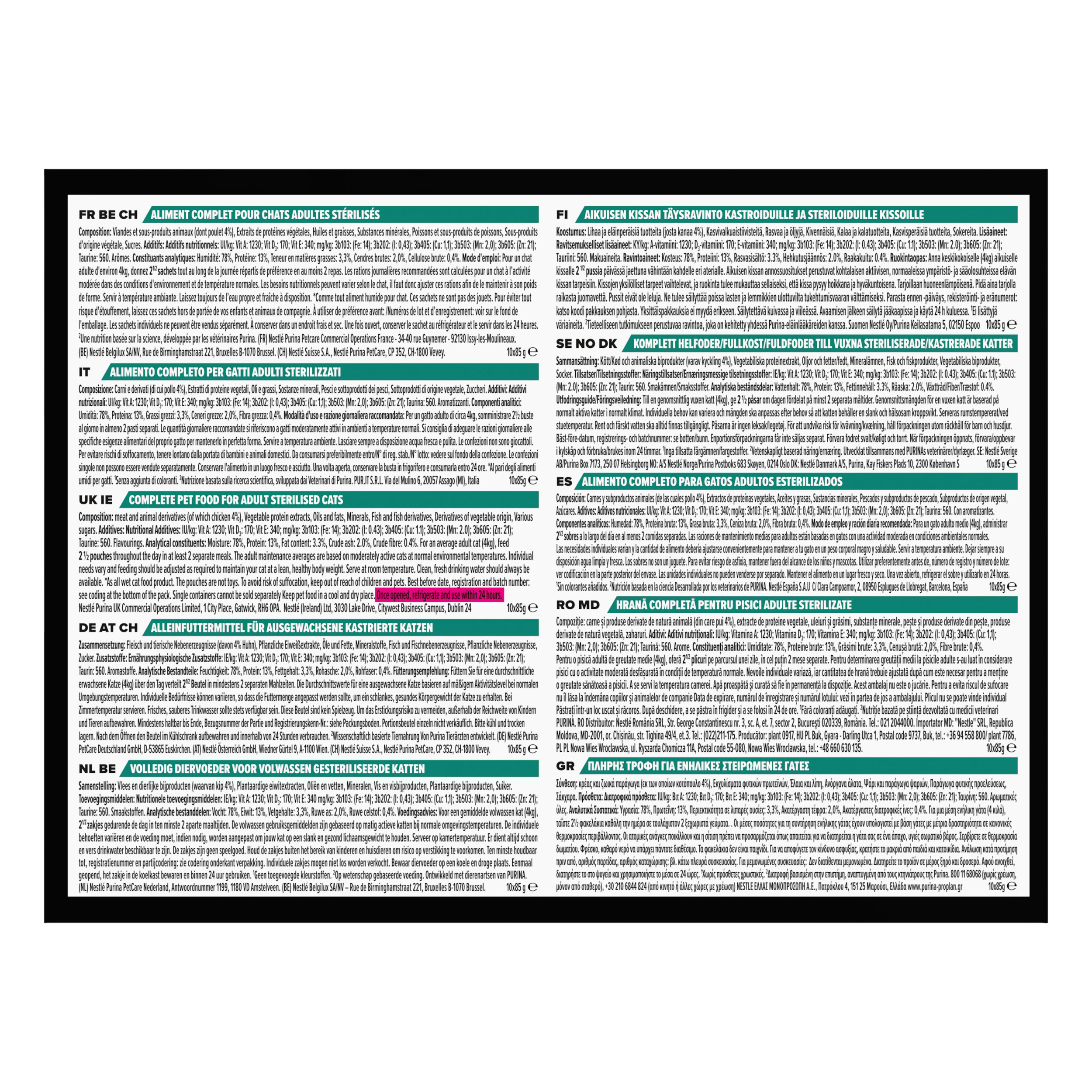 Pro Plan - Bouch&eacute;e en Sauce Sterilised au Poulet pour Chat St&eacute;rilis&eacute; - 10x85g Image num&eacute;ro 2