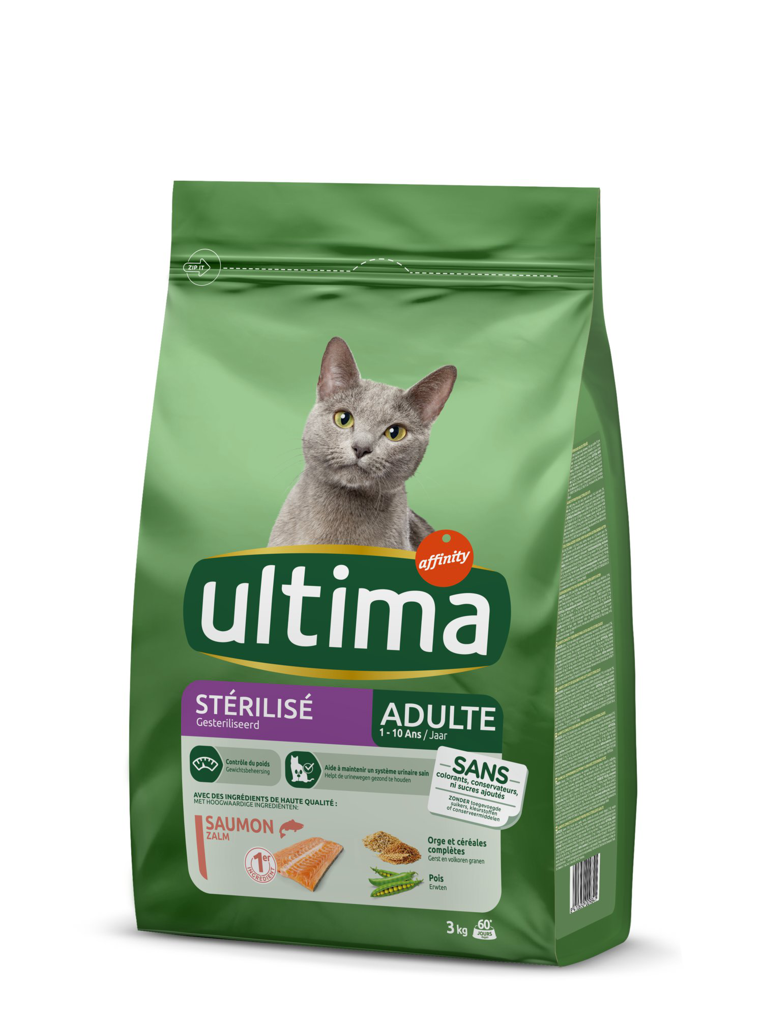 Ultima - Croquettes Chat St&eacute;rilis&eacute; Adulte Saumon - 3 kg Image num&eacute;ro 2
