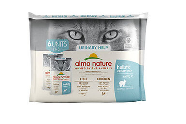 Almo Nature - Multipack Holistic Urinary Help Poissons et Volaille pour Chats - 6x70g