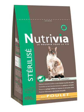 Nutrivia - Croquettes au Poulet pour Chat Stérilisé