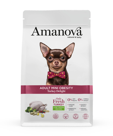 Amanova - Croquettes Adult Mini Obesity à la Dinde pour Chiens - 2Kg