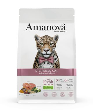 Amanova - Croquettes au Saumon pour Chats Stérilisés - 300g
