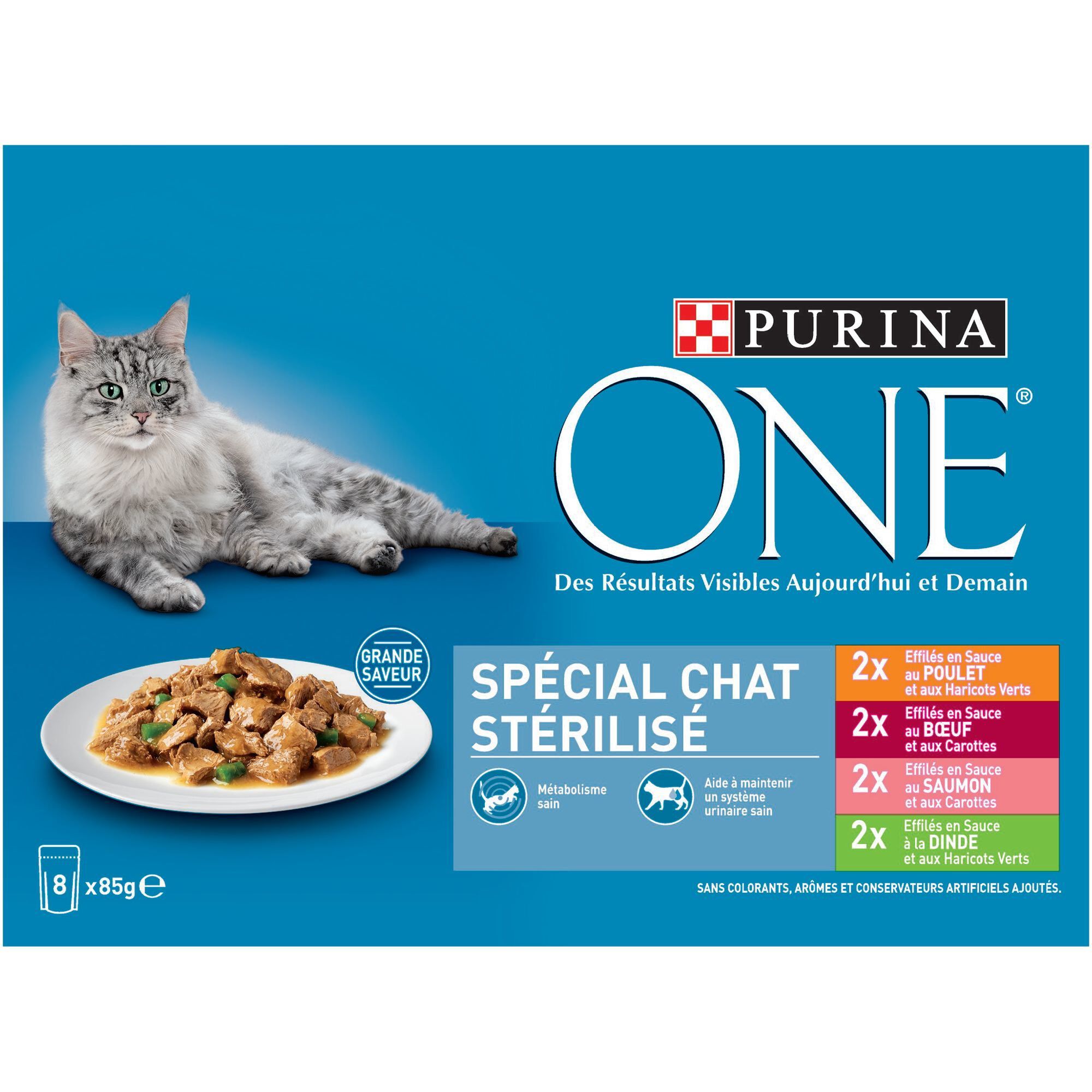 Purina One - Multipack Effil&eacute;s en Sauce 4 Vari&eacute;t&eacute;s pour Chat St&eacute;rilis&eacute; - 8x85g Image num&eacute;ro 1