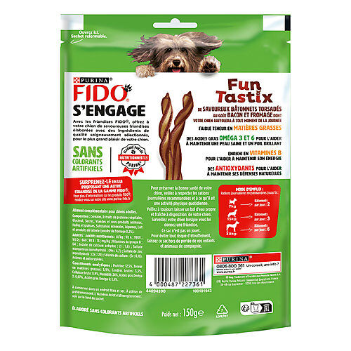 Fido - Friandises Funtastix Bacon et Fromage pour Chien - 150g Image num&eacute;ro 2