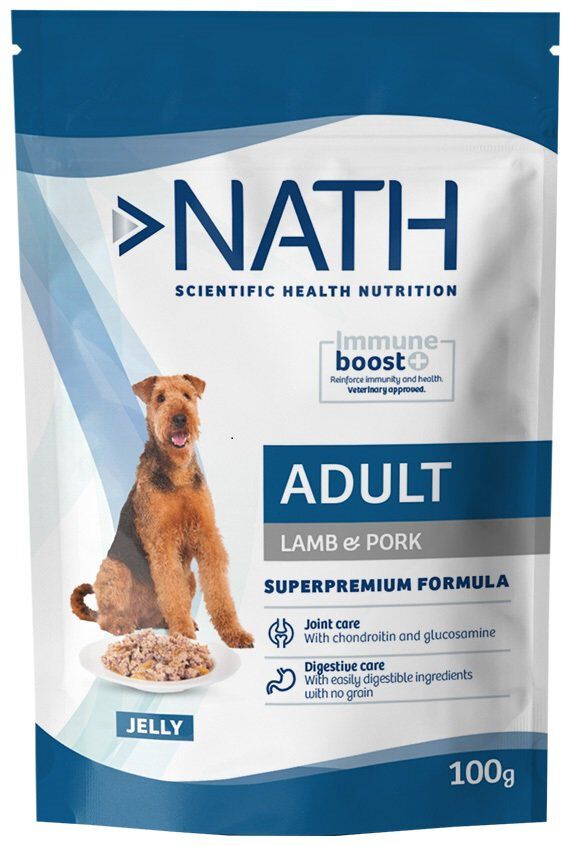 Nath - P&acirc;t&eacute;e Jelly Immune boost+ Agneau et Porc Adulte - 100g Image num&eacute;ro 1
