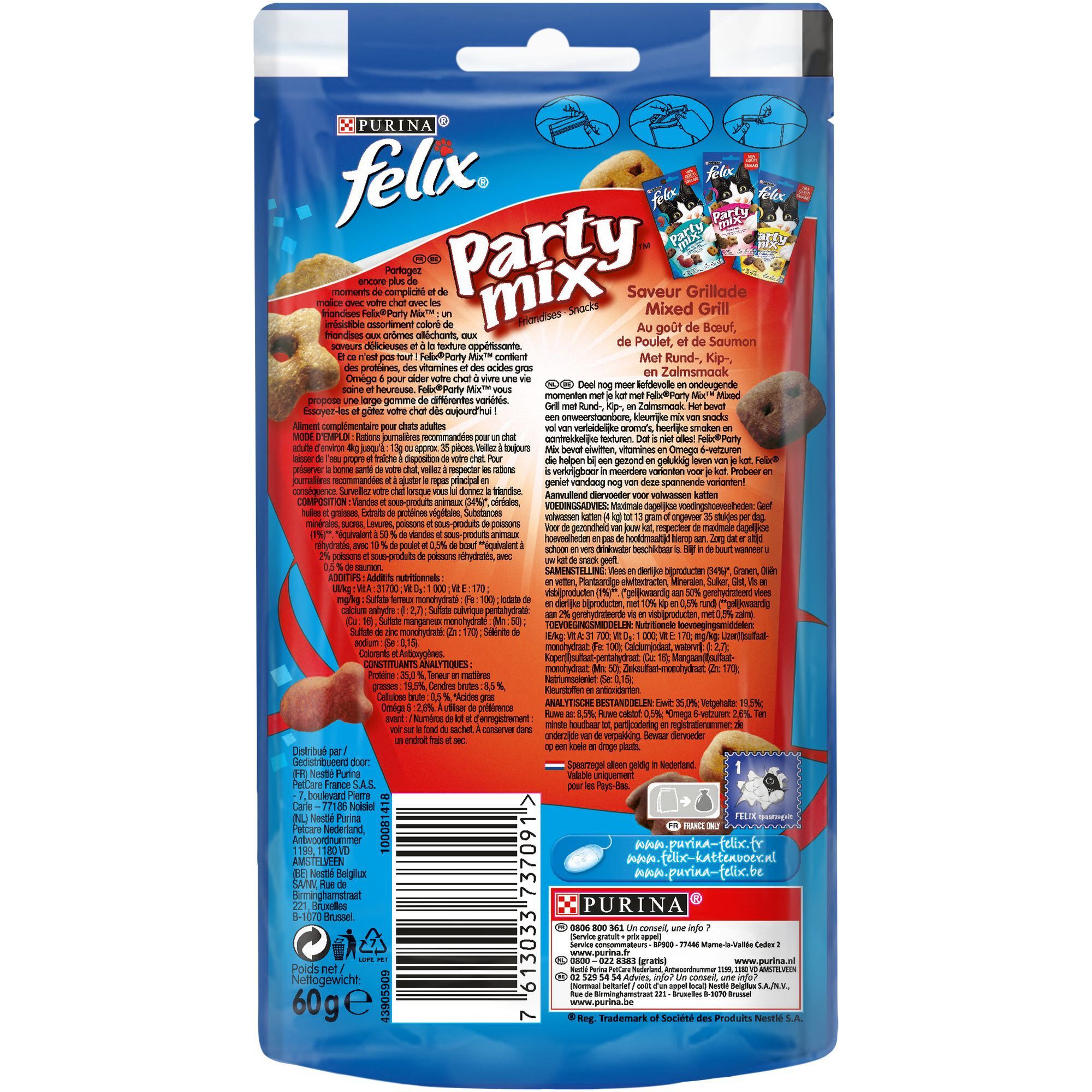 Felix - Friandises Party Mix Saveur Grillade pour Chat - 60g Image num&eacute;ro 3