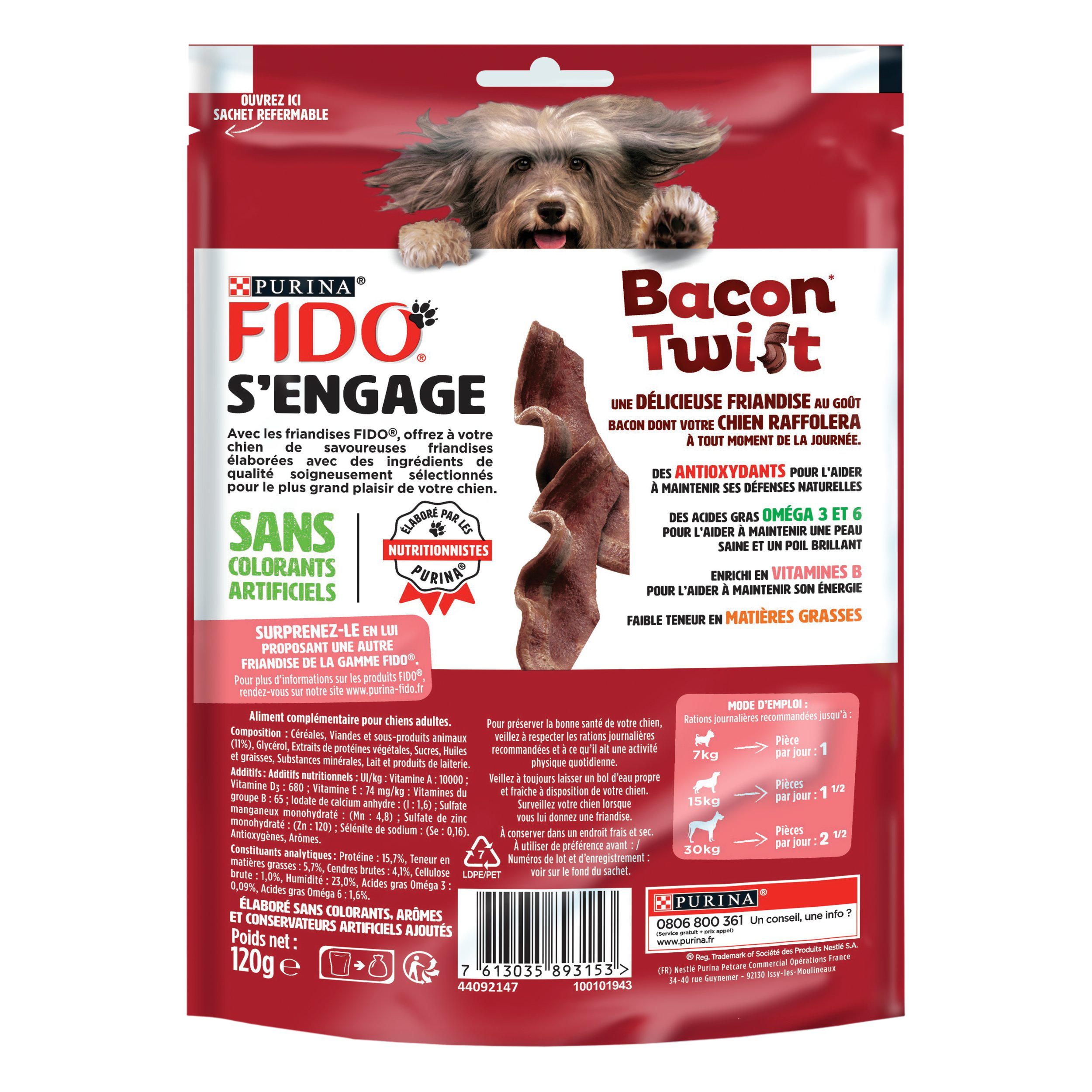 FIDO -  Friandises Bacon Twist pour Chiens - 120g Image num&eacute;ro 2