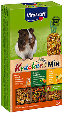 Vitakraft - Friandises Kräcker Trio-Mix au Citron et Orange pour Cochons d'Inde - x3