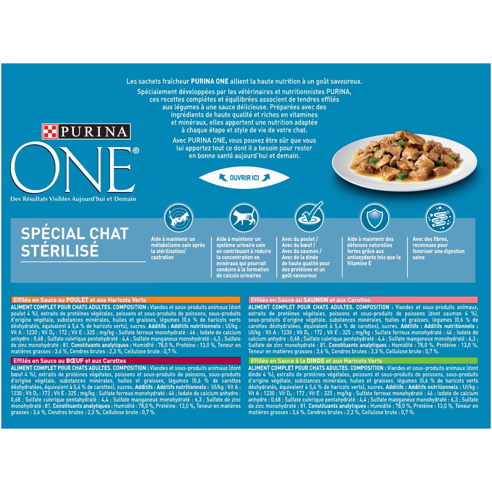 Purina One - Multipack Effil&eacute;s en Sauce 4 Vari&eacute;t&eacute;s pour Chat St&eacute;rilis&eacute; - 8x85g Image num&eacute;ro 2