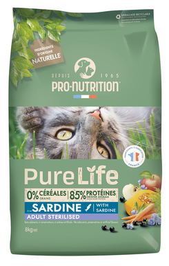 Pro-Nutrition - Croquettes Pure Life Chat Sterilised Sardine - 8kg
