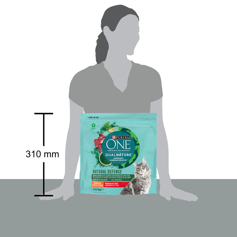 Purina One - Croquettes DUALNATURE Chat Stérilisé Spiruline Bœuf - 1,4kg Image numéro 3 Purina One - Croquettes DUALNATURE Chat Stérilisé Spiruline Bœuf - 1,4kg Image numéro 3