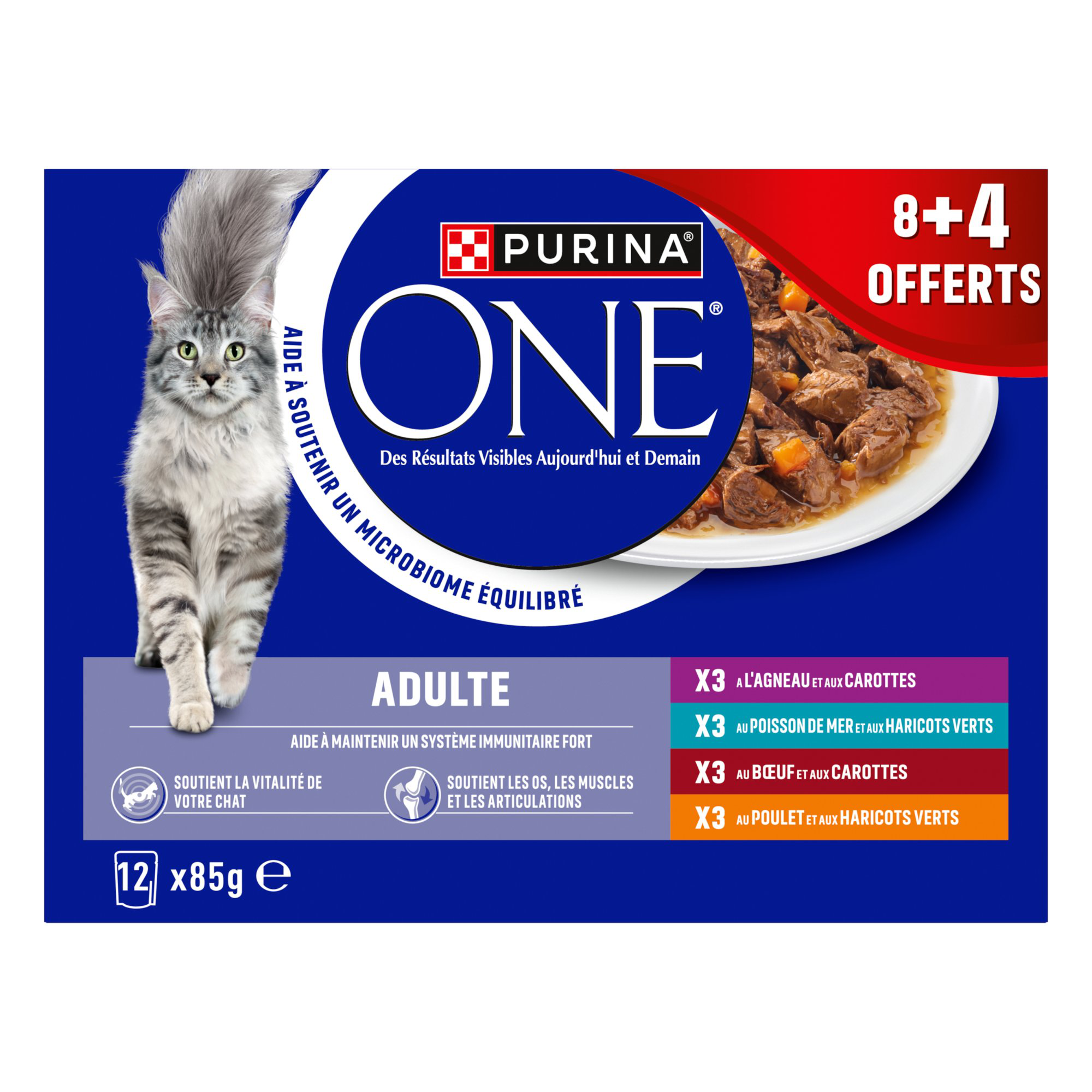Purina One - Sachets Repas Chat Adulte Effil&eacute;s En Sauce Au Poulet B&oelig;uf Agneau Poisson De Mer - 12x85g Image num&eacute;ro 3