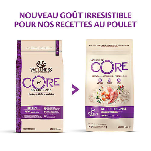 Wellness CORE - Croquettes Kitten Dinde et Poulet pour Chaton - 1,75Kg Image num&eacute;ro 4
