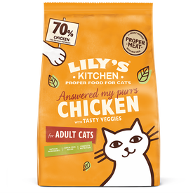 Lily's Kitchen - Croquettes Compl&egrave;tes sans C&eacute;r&eacute;ales Poulet Frais et L&eacute;gumes pour Chats Adultes - 2Kg