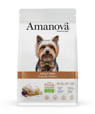 Amanova - Croquettes Adult Mini au Poulet pour Chiens - 7Kg