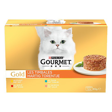 GOURMET - Boîtes GOLD Les Timbales pour chat adulte - 12x85g