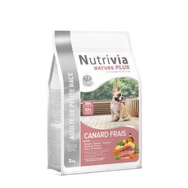 Nutrivia Nature Plus - Croquettes Naturelles au Canard Frais pour Chien de Petite Race - 3Kg
