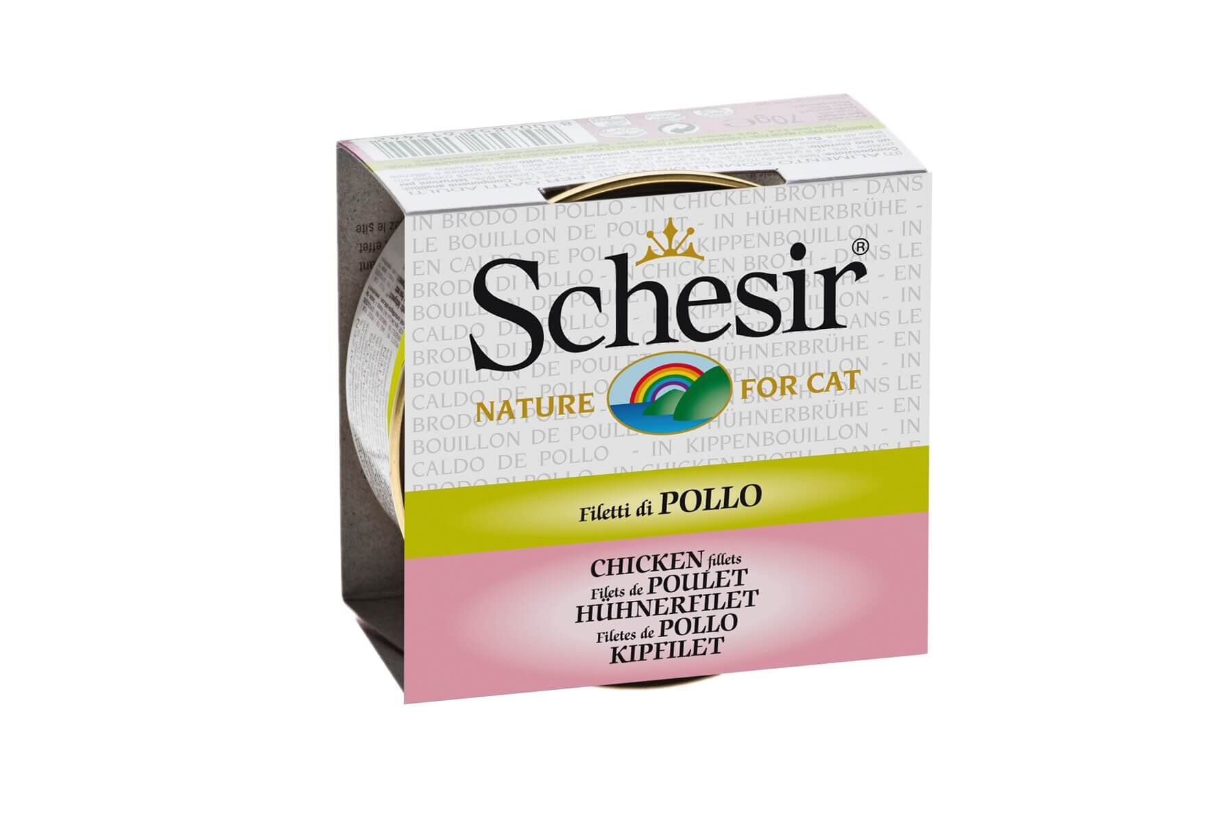 Schesir - Bo&icirc;te P&acirc;t&eacute;e au Filets de Poulet en Bouillon pour Chat - 70g Image num&eacute;ro 1