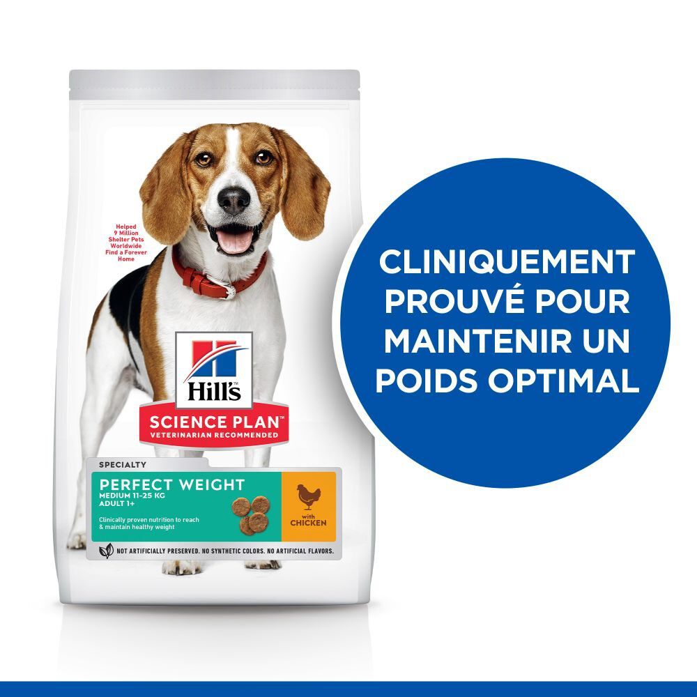 Hill's Science Plan - Adult Perfect Weight Croquettes Pour Chien Au Poulet  - 12Kg Image num&eacute;ro 2