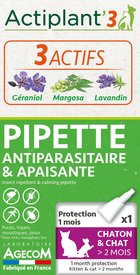 ActiPlant'3 - Pipette Antiparasitaire et Apaisante Bio pour Chat et Chaton - x1