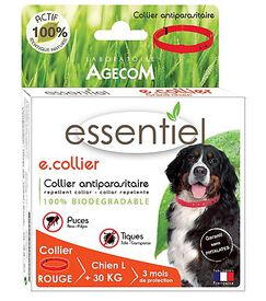 Essentiel - Collier Antiparasitaire Rouge pour Grand Chien - 75cm
