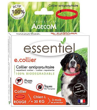 Essentiel - Collier Antiparasitaire Rouge pour Grand Chien - 75cm