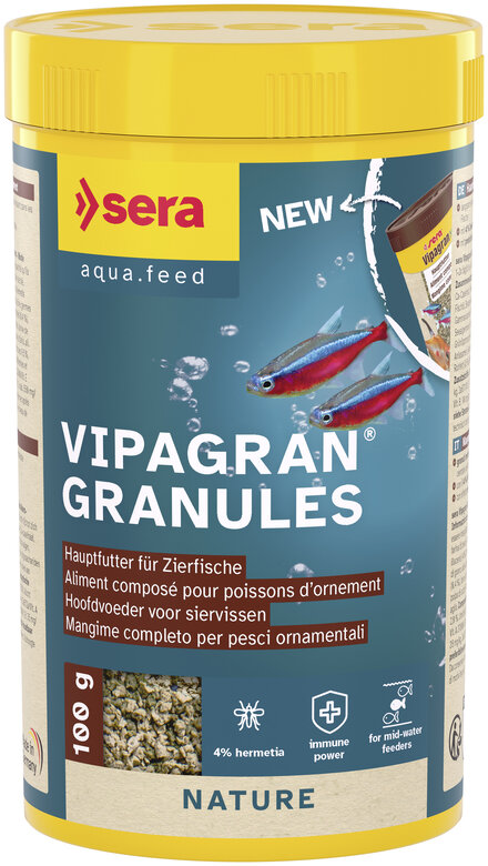 Sera - Granulés Moelleux Vipagran Granules pour Poissons d'Ornement - 100g/250ml Image numéro 1 Sera - Granulés Moelleux Vipagran Granules pour Poissons d'Ornement - 100g/250ml Image numéro 1