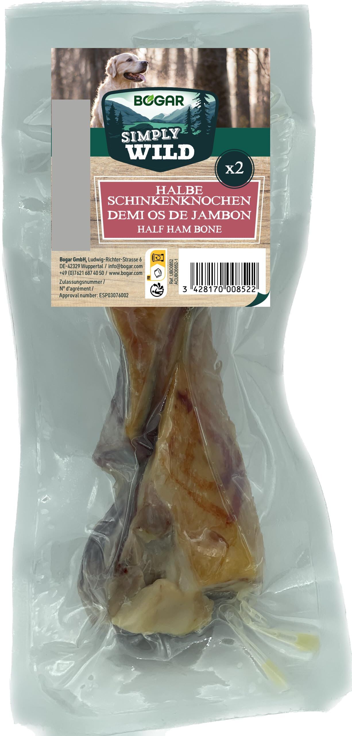 Simply Wild - Demi-Os de Jambon Bogar pour Chiens - x2 Image num&eacute;ro 1