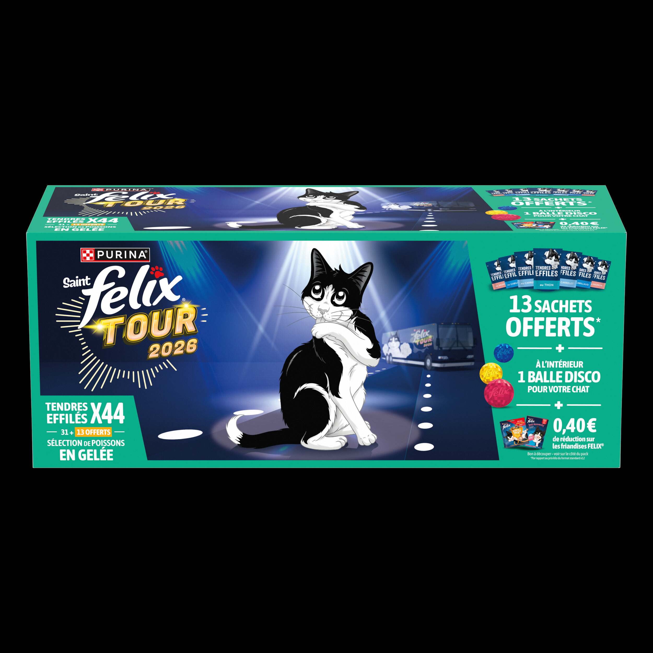 Felix - Tendres Effil&eacute;s en Gel&eacute;e S&eacute;lection De Poissons Pour Chats Adultes - 44x85g (31+13 Offerts) Image num&eacute;ro 1