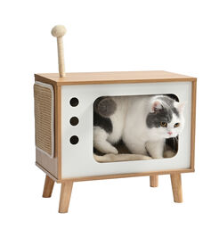 Leeby - Habitat Griffoir Meuble TV pour Chats - 48x28x60,5cm