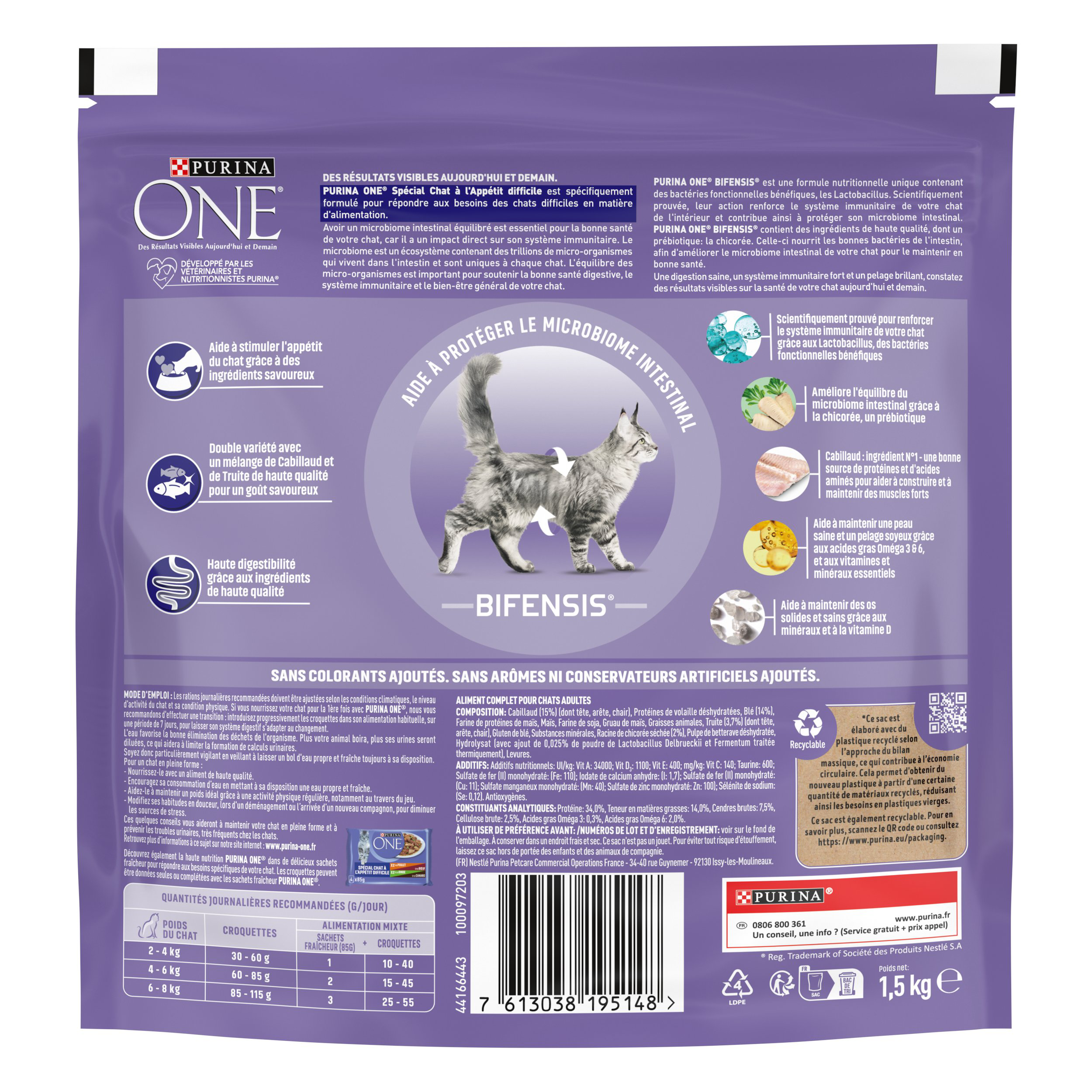 Purina One - Croquettes Sp&eacute;cial Chat difficile au Cabillaud et &agrave; la Truite - 1,5kg Image num&eacute;ro 2
