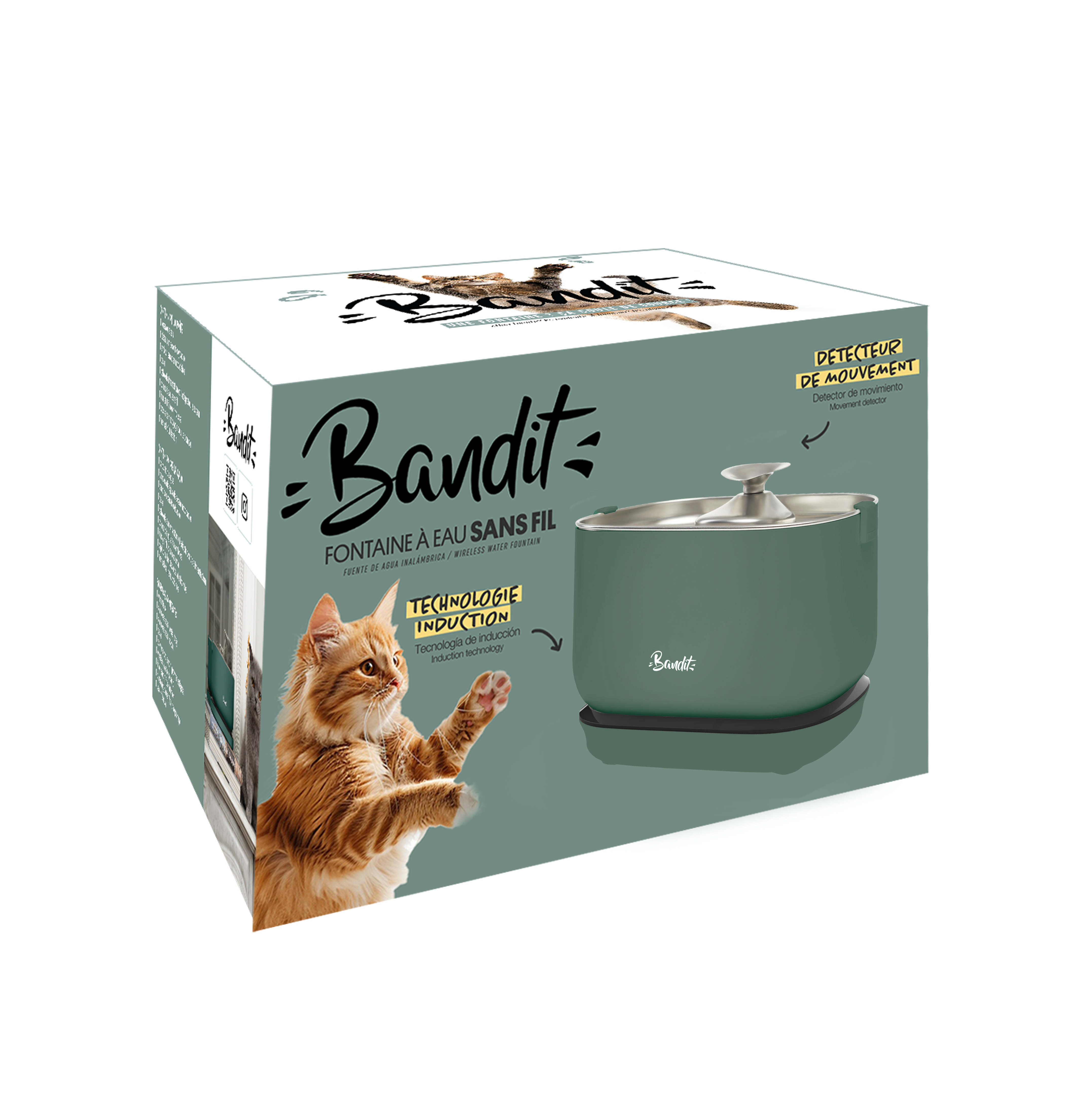 Bandit - Fontaine &agrave; Eau sans Fil 2,5L pour Chats - Vert Image num&eacute;ro 2