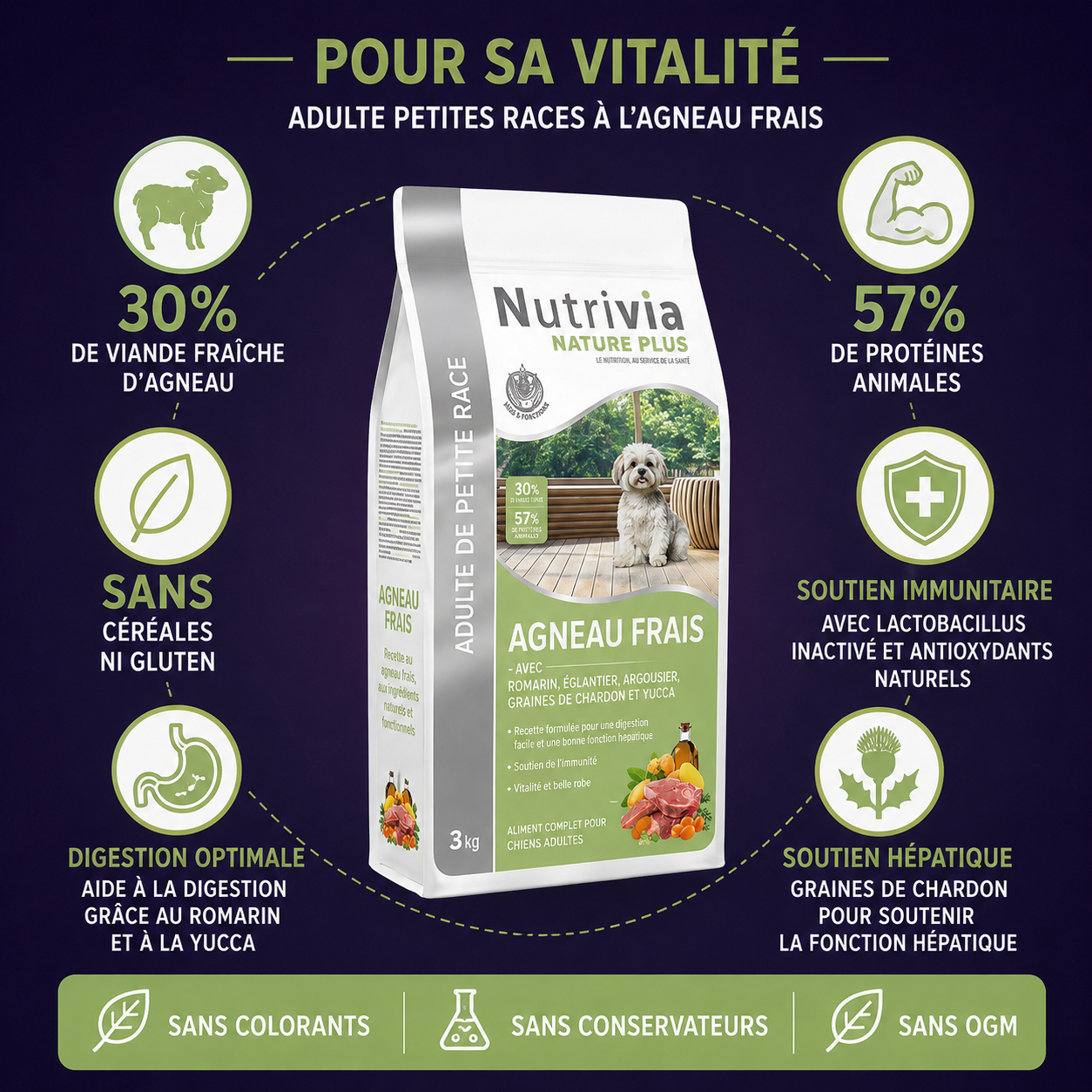 Nutrivia Nature Plus - Croquettes Naturelles &agrave; l'Agneau Frais pour Chien de Petite Race - 3Kg Image num&eacute;ro 3