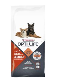 Opti Life - Croquettes Adult Digestion Medium/Maxi à l'Agneau pour Chiens - 12,5Kg