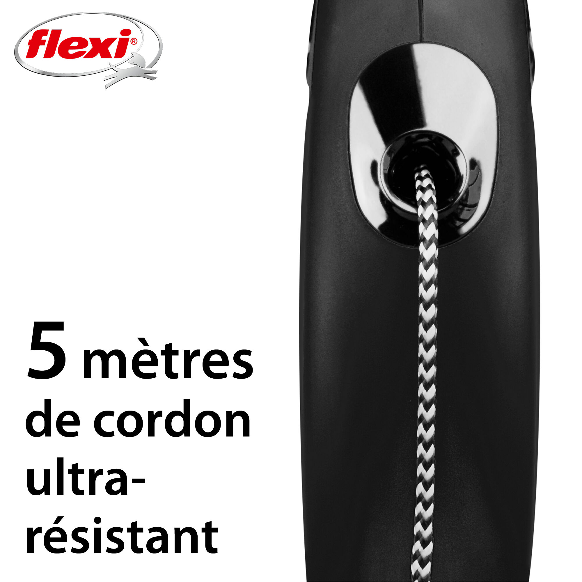 Flexi - Laisse Classic avec Cordon Noir pour Chien - M 5m Image num&eacute;ro 2