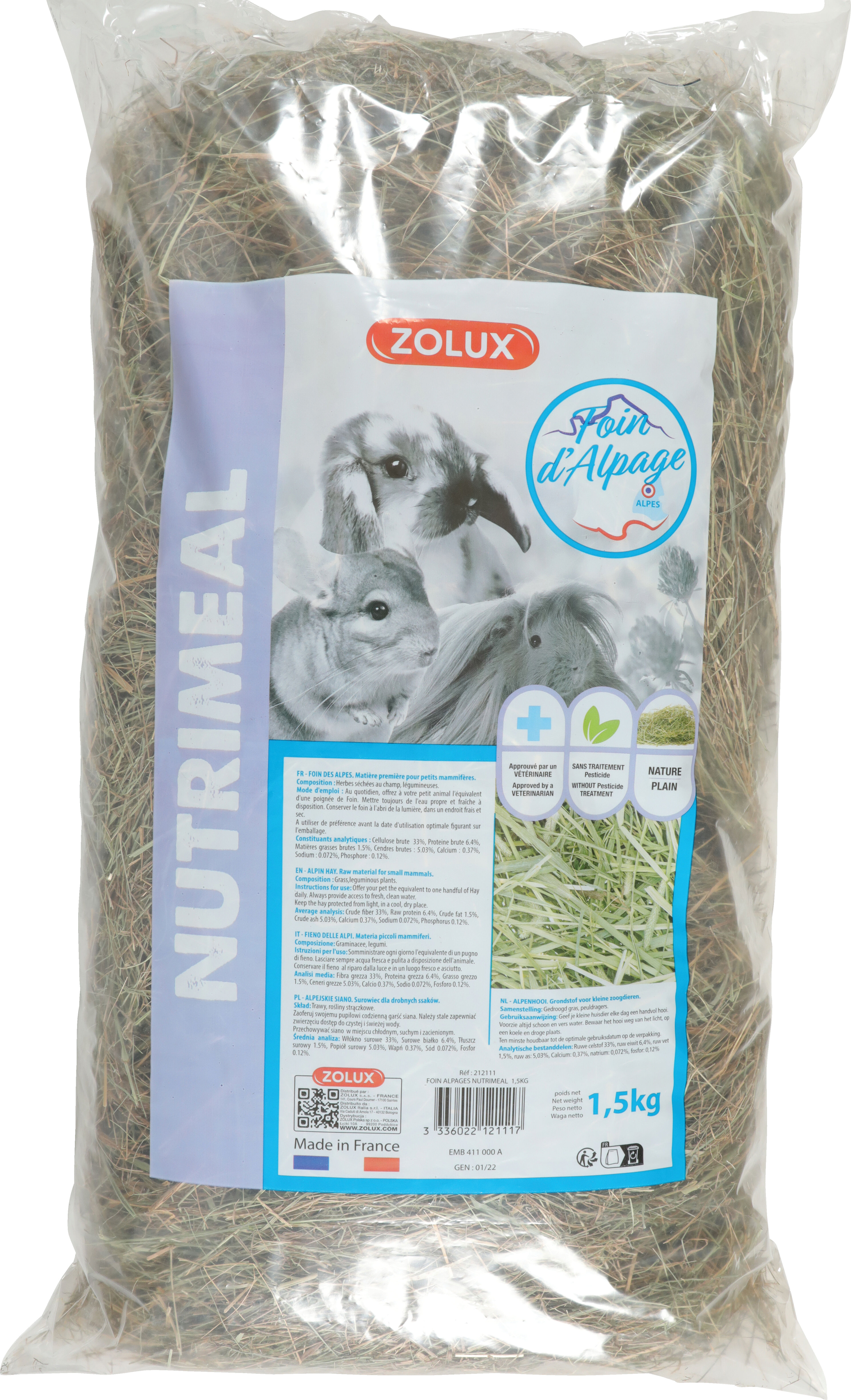 Zolux - Foin Alpages Premium pour Rongeurs - 1,5Kg Image num&eacute;ro 1